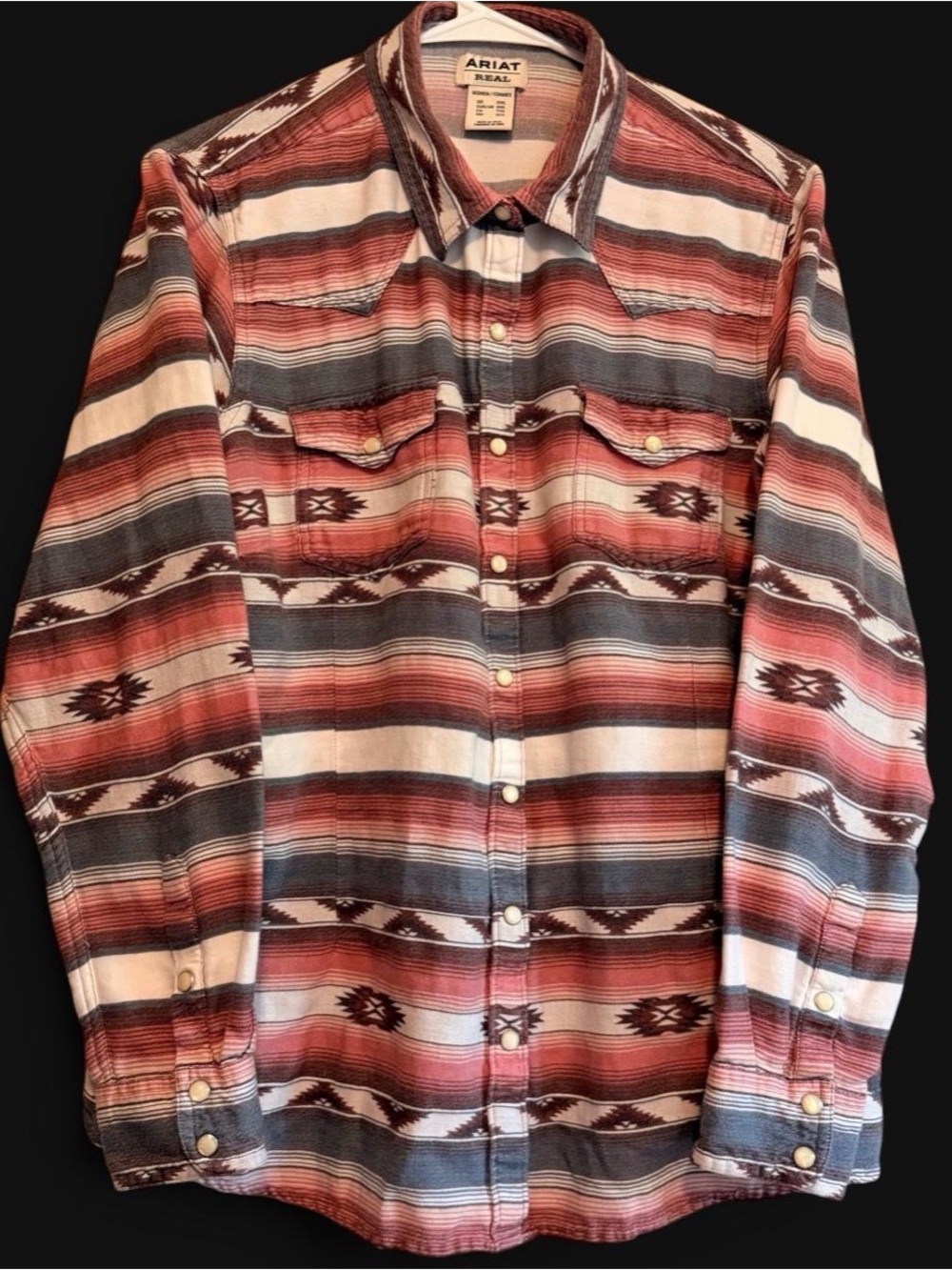 Ariat REAL Women’s Southwestern Striped Pearl Snap Rodeo Shirt XXL